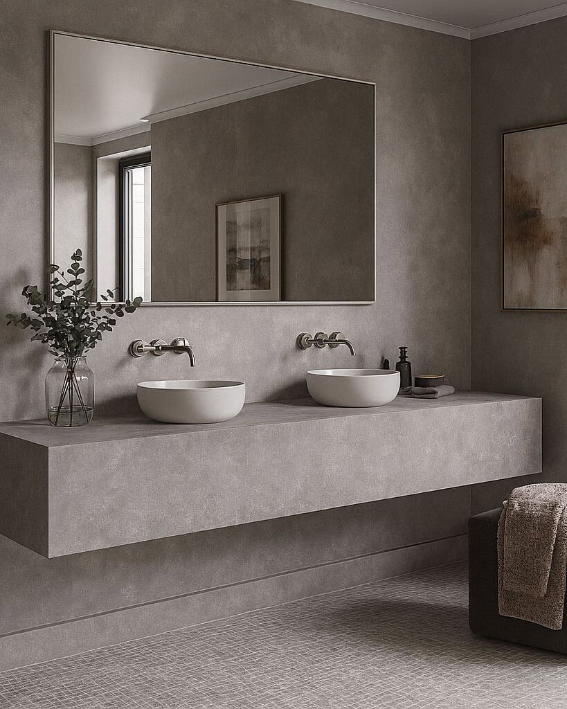 Concrete Silver Porcelain Bathroom Vanity