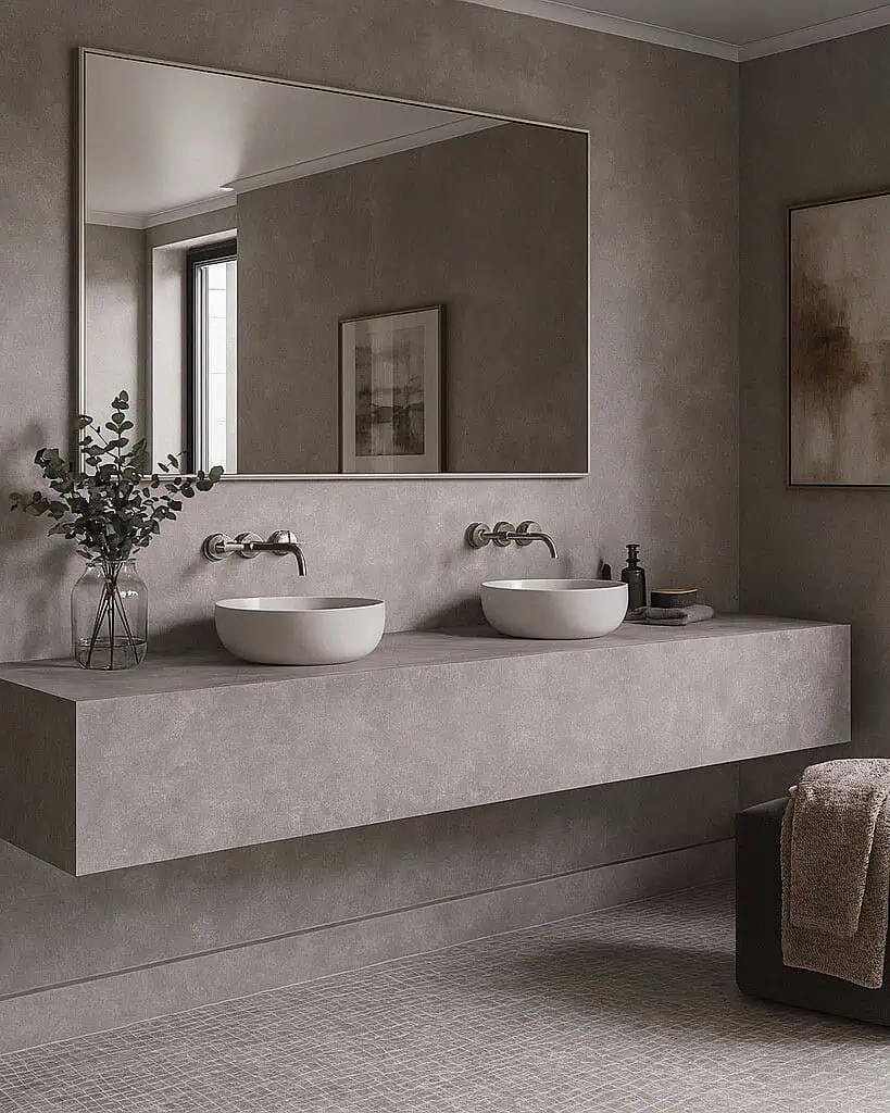 Concrete Silver Porcelain Bathroom Vanity
